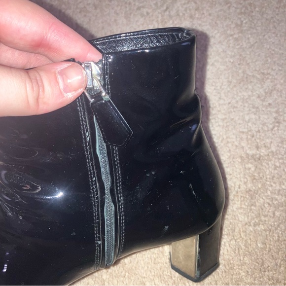 Prada Metal Block Heel Patent Leather Ankle Boot - Picture 7 of 15